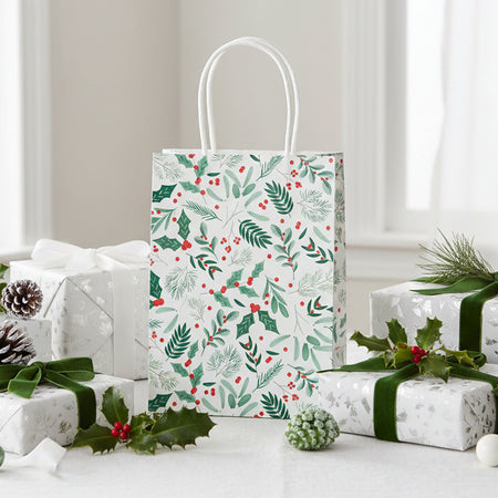 Christmas Printed Paper Gift Bags - Pack of 10