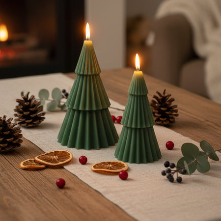Set Of 2 LED Christmas Tree Candles - 18cm