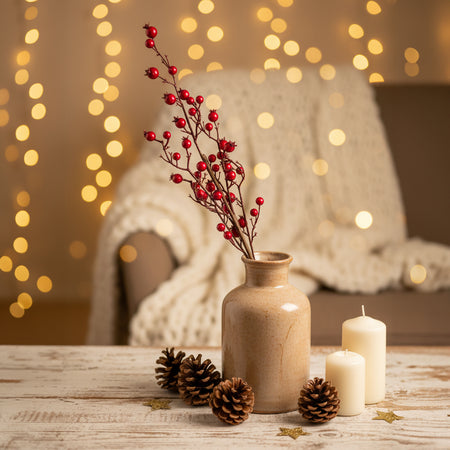 Artificial Red Berry Christmas Foliage Branch - 70cm