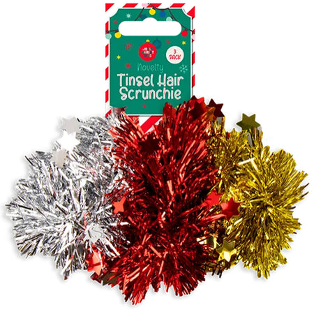 Christmas Tinsel Hair Scrunchies - Pack of 3