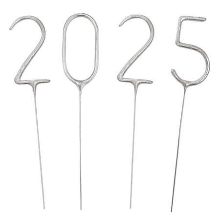 Silver 2025 New Year Party Sparklers