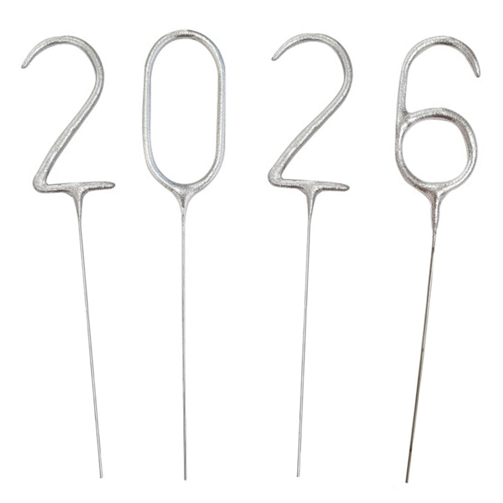 Silver 2026 New Year Party Sparklers