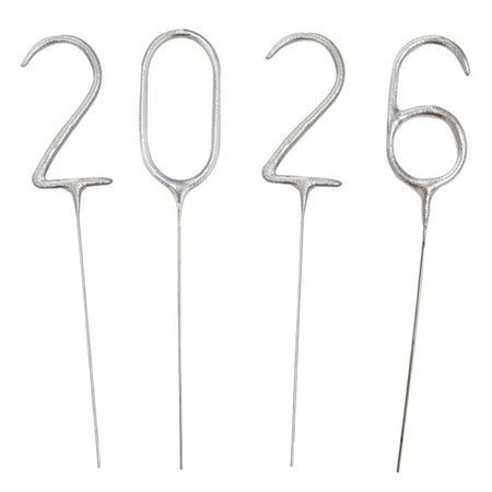 Silver 2026 New Year Party Sparklers