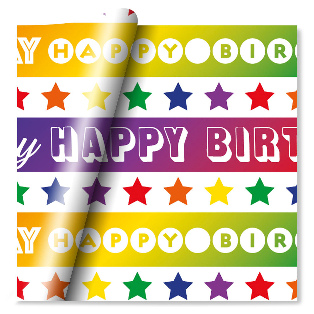 Rainbow Stars Happy Birthday Wrapping Paper