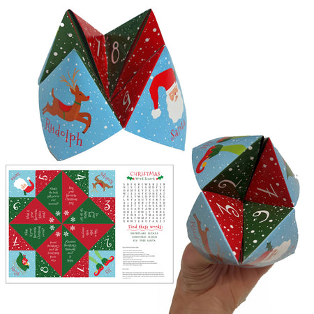 Christmas Paper Fortune Teller and Word Search Activity Sheet - A4