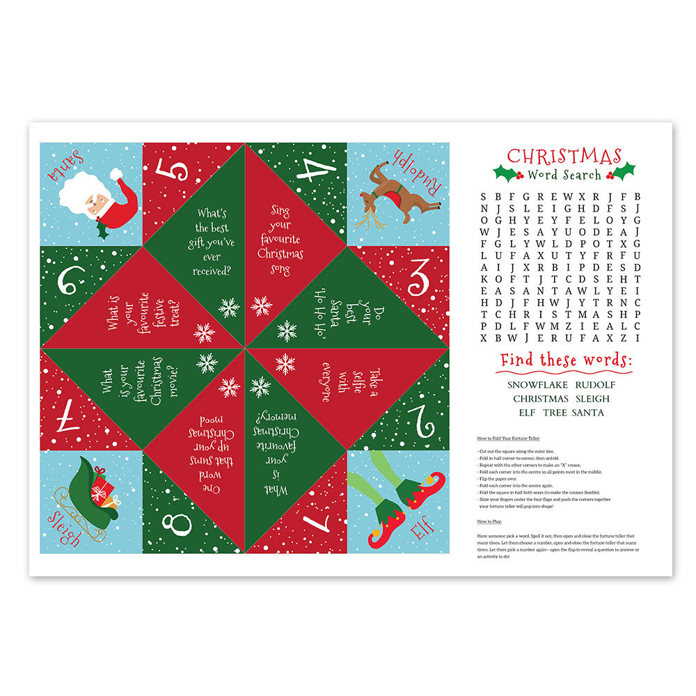 Christmas Paper Fortune Teller and Word Search Activity Sheet - A4