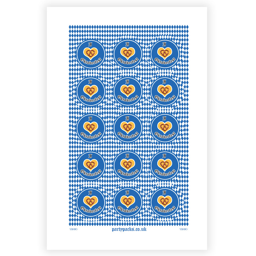 I Heart Oktoberfest Stickers - 5cm - Sheet of 15