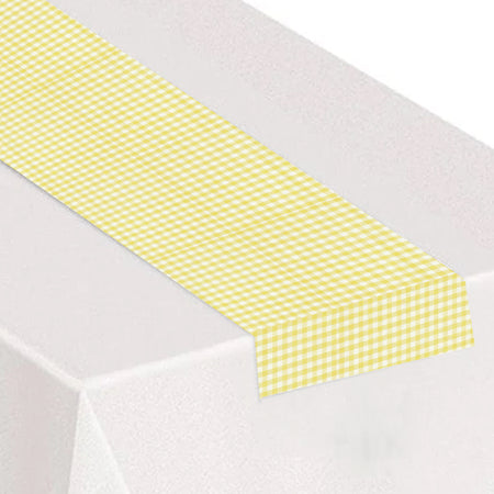 Yellow Gingham Fabric Table Runner - 1.1m