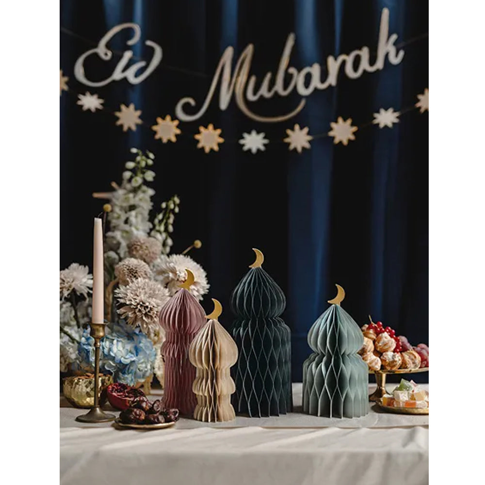 Eid Mubarak Paper Decorations - 22cm-33cm - Pack of 4