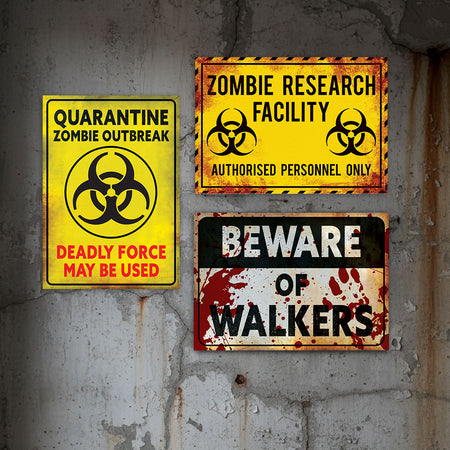 Zombie Signs Halloween Poster Decorations - A3 - Pack of 3