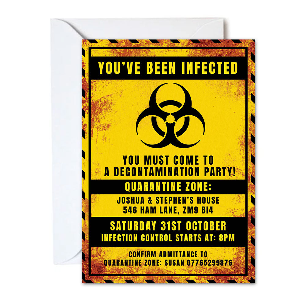 Zombie Apocalypse Personalised Halloween Party Invitation - Pack of 16