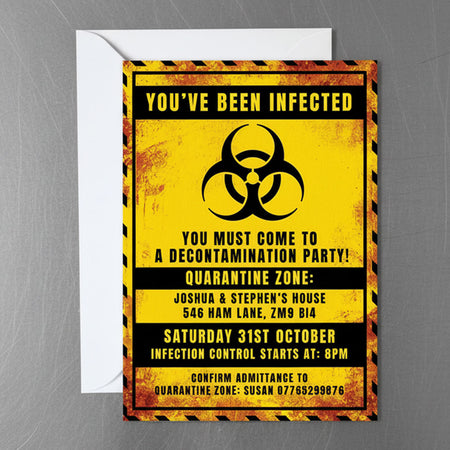Zombie Apocalypse Personalised Halloween Party Invitation - Pack of 16