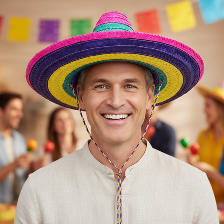 Adult Wearing Multicoloured Sombrero