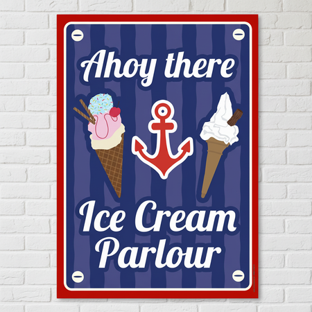 Ahoy There Poster Front On White Brick Wall
