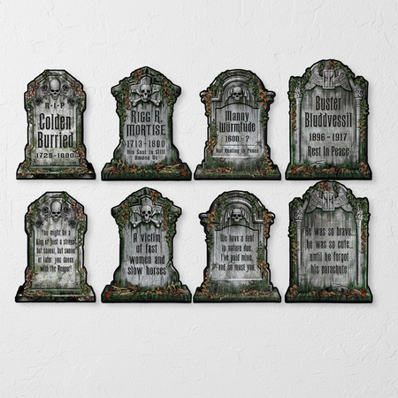 All 8 Tombstone Cutouts On Wall