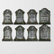All 8 Tombstone Cutouts On Wall