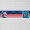 American Flag and Statue of Liberty Banner on White Brick Wall