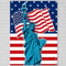 American Flag and Statue of Liberty Poster on White Brick Wall