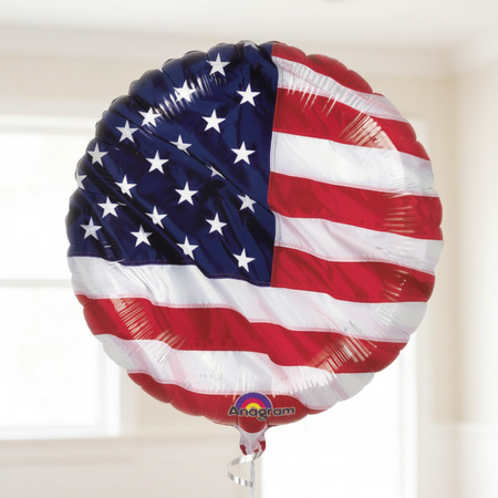 American Flag Foil Balloon Close Up Square