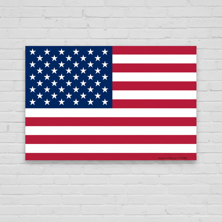 American Flag Poster on White Brick Wall