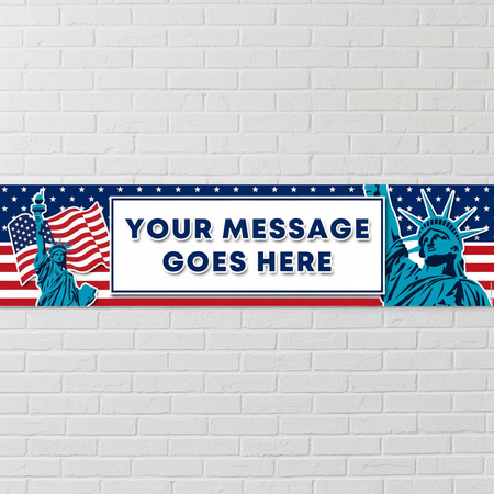 American Personalised Banner on White Brick Wall