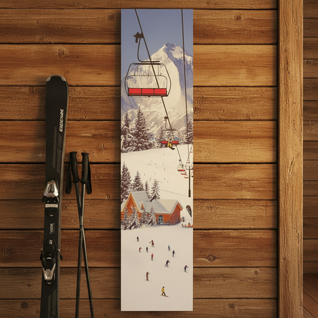 Après Ski Banner on Log Cabin Wall - No Pins