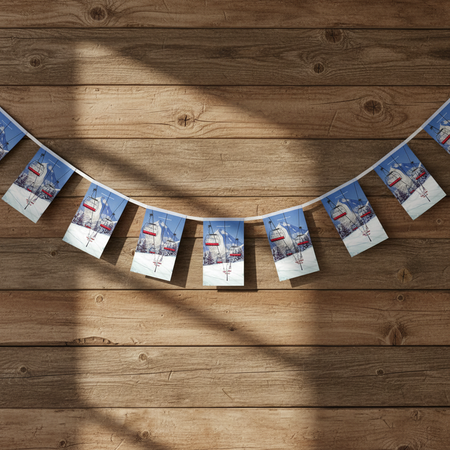 Après Ski Bunting on Log Cabin Wall