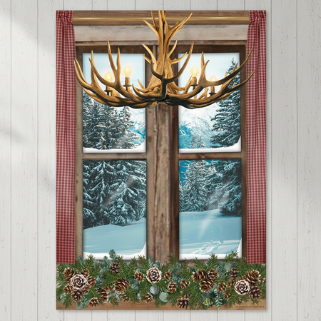 Après Ski Window Poster on Off-White Wood Background