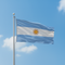 Argentinian Flag on Pole with Sky Background