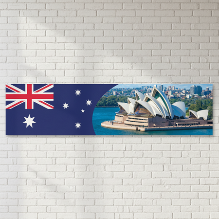 Australia Flag Banner on White Brick Wall