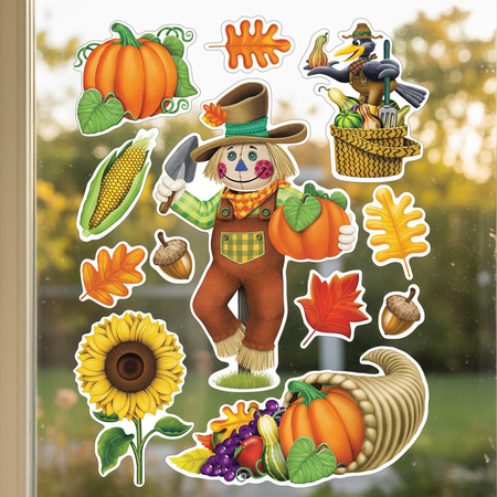 Autumn Harvest Window Stickers on Glass