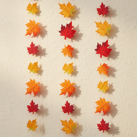 Autumn Leaf String Garlands on Cream Wall