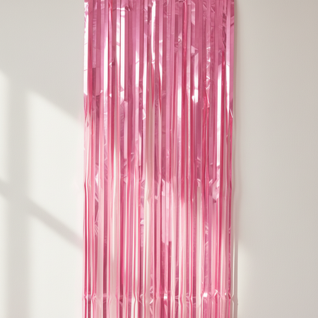 Baby Pink Foil Curtain on Wall with Light and Shade