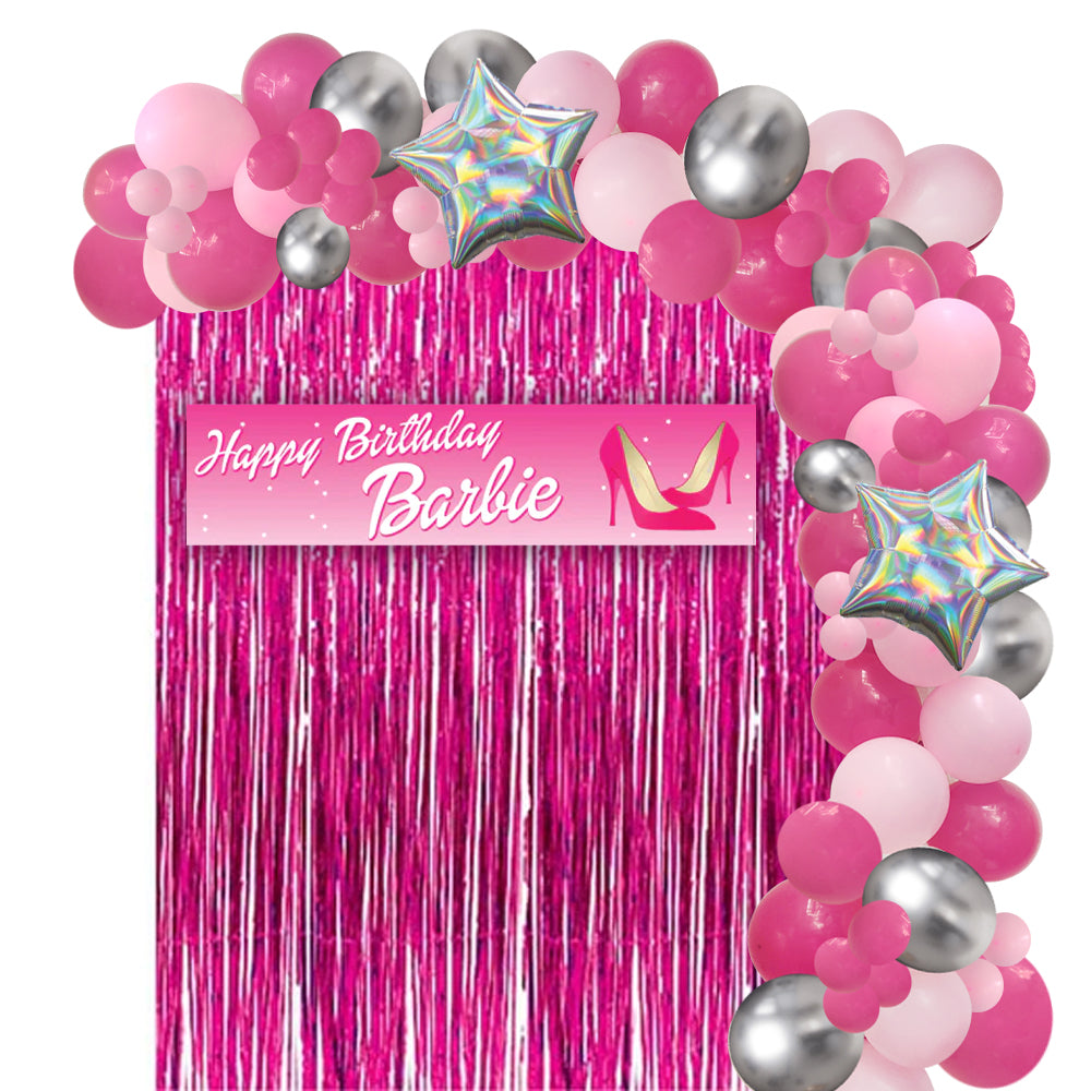 Personalised Pink Party Backdrop Decoration DIY Kit With Balloon Garland