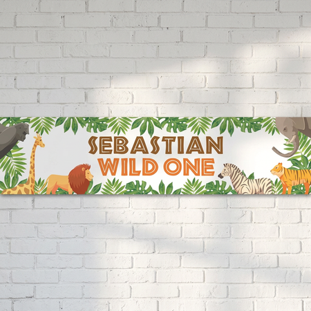 Banner on a white brick wall with natural light and shade, in square format