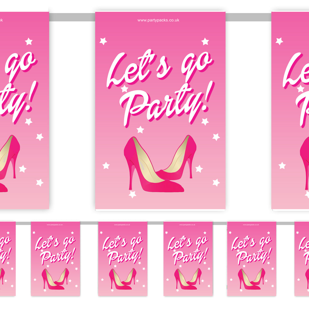 Hey Doll 'Let's Go Party!' Paper Party Bunting Decoration - 2.4m