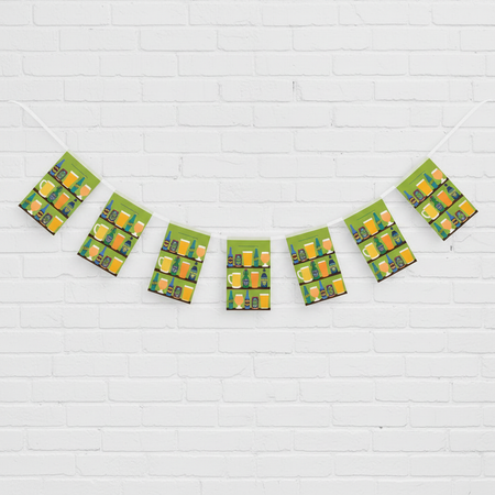 Beer Bunting Strung Up - Natural Drape