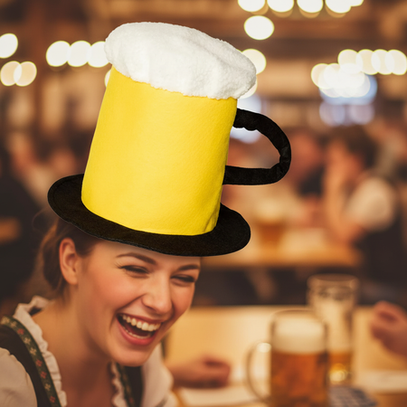 Beer Mug Hat Being Worn at Oktoberfest