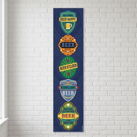 Beer Party Banner on White Brick Wall