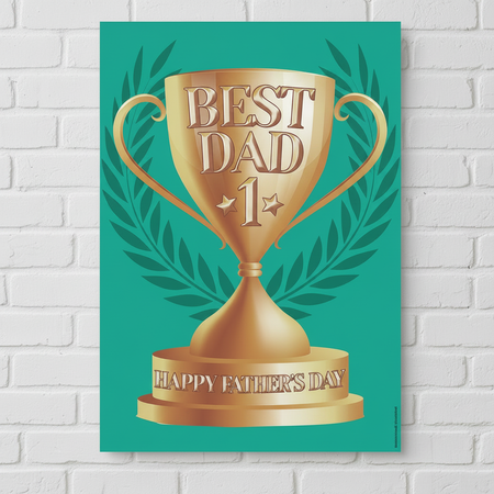 Best Dad Trophy Poster - Close Up on White Brick Wall