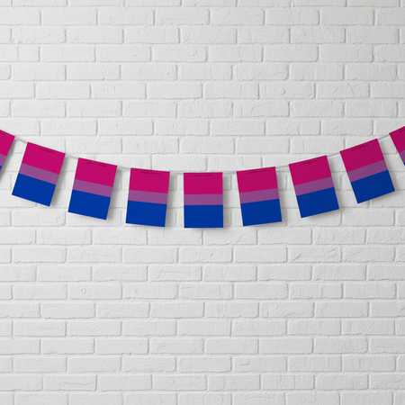 Bisexual Pride Bunting Single Row White Brick Wall