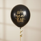 Black Happy New Year balloon with gold foil ribbon