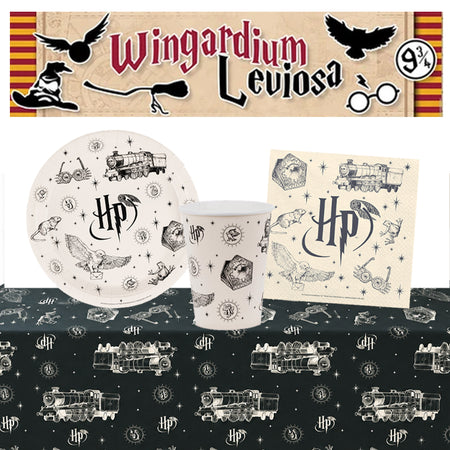Black and White Harry Potter Tableware Pack for 6 with FREE Banner!