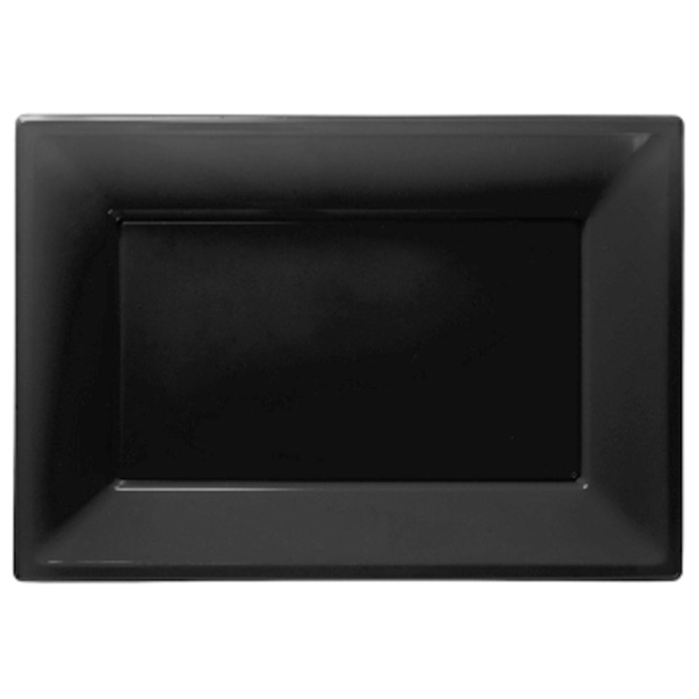 Black Rectangle Shaped Serving Platters - 23cm x 32cm - Pack of 3