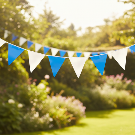Blue and White Plastic Bunting Outdoor