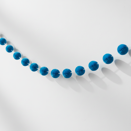 Blue Honeycomb Ball Garland Close Up