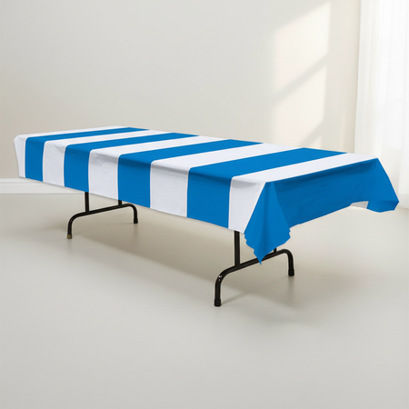 Blue White Stripe Tablecloth Neutral Background