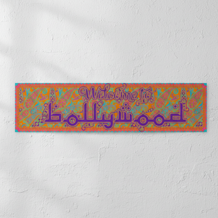 Bollywood Banner on White Textured Wall