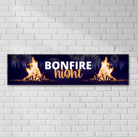 Bonfire Night Banner on White Brick Wall