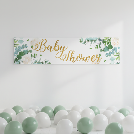 Botanical Baby Shower Banner with Background
